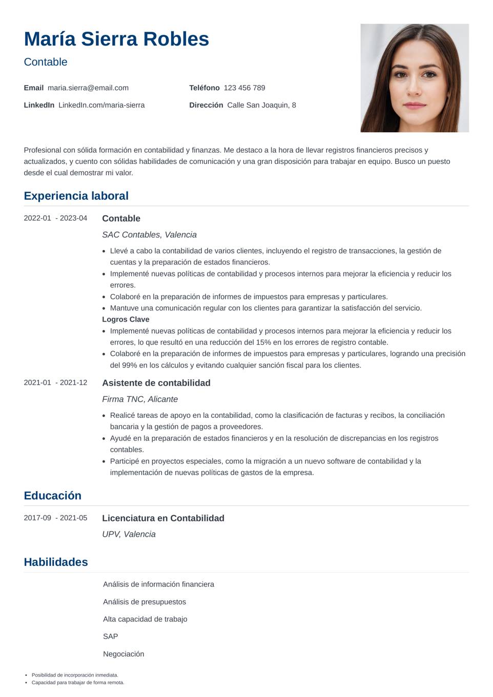 Modelo de CV profesional