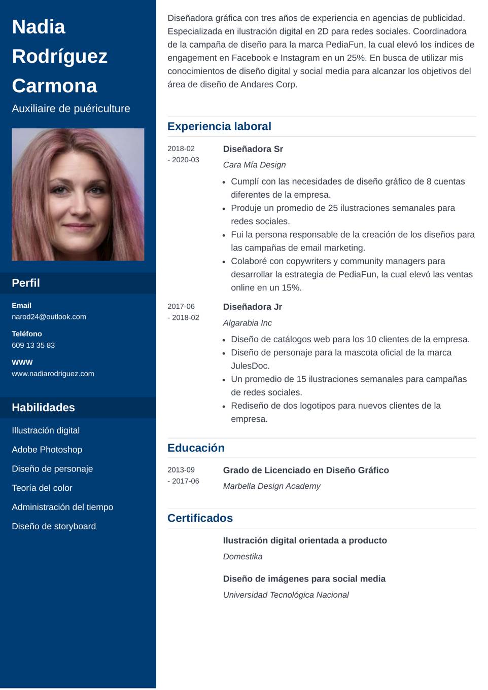 Modelo curriculum diseñador gráfico