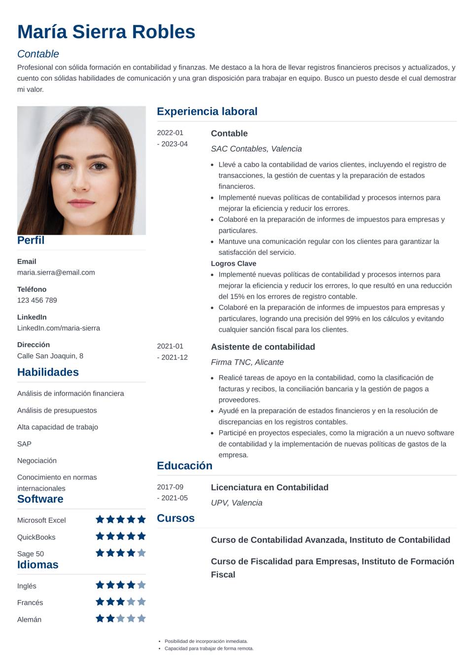 Modelo de CV simple